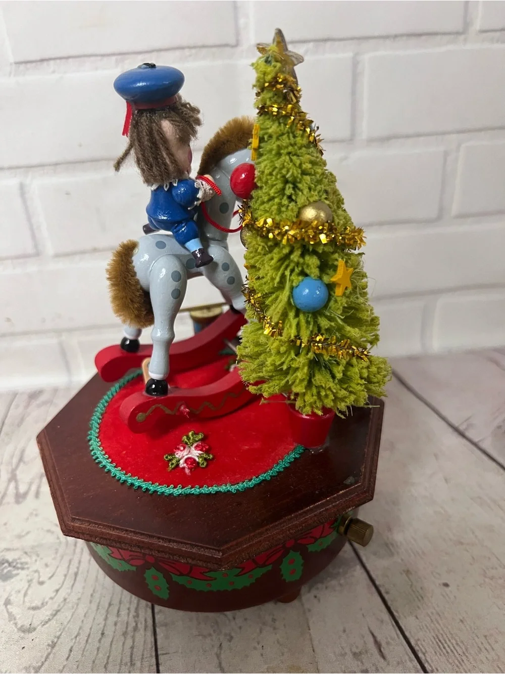 Vintage Kurt Adler A Victorian Christmas Music Box Rocking Horse Animated WORKS